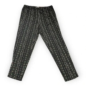 BCBG‎ Generation Womens Black Geometric Abstract Pull On Stretch Pants Sz L 80s